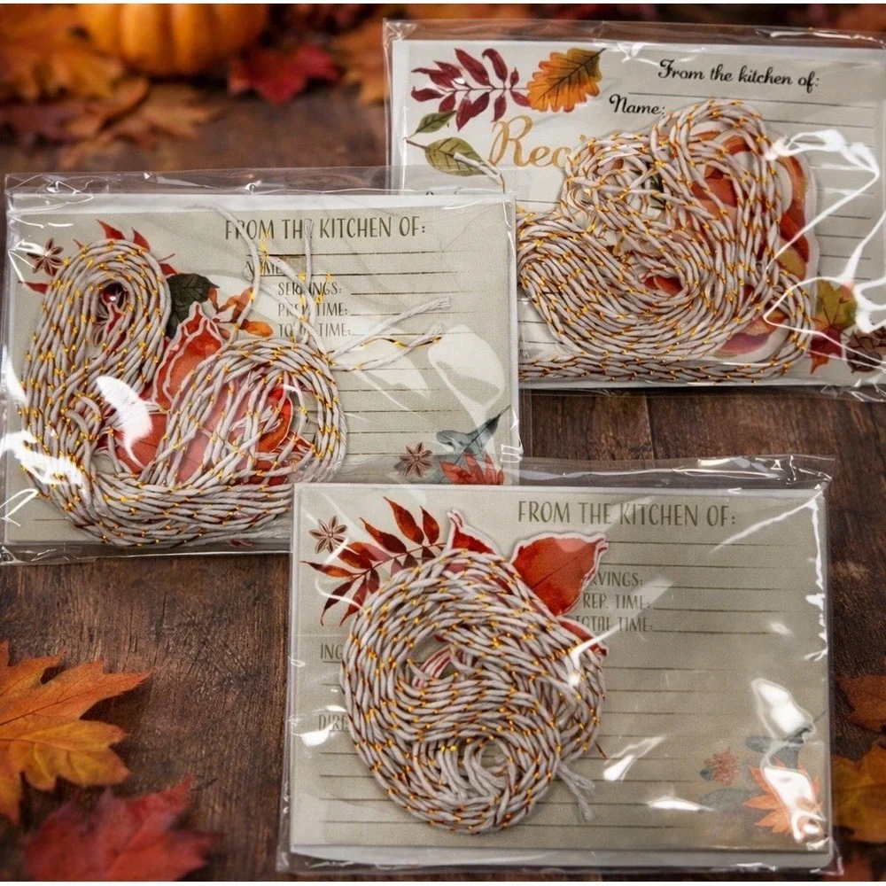 New Recipe Cards Blank Fall Autumn Theme 3 Packs‎ of 6 each Gift Tags Included